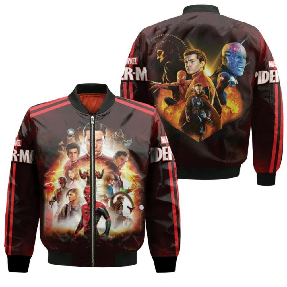 Spiderman Bomber Jacket Spiderman No Way Home Characters Bomber Black Red Unisex Jacket Jacket