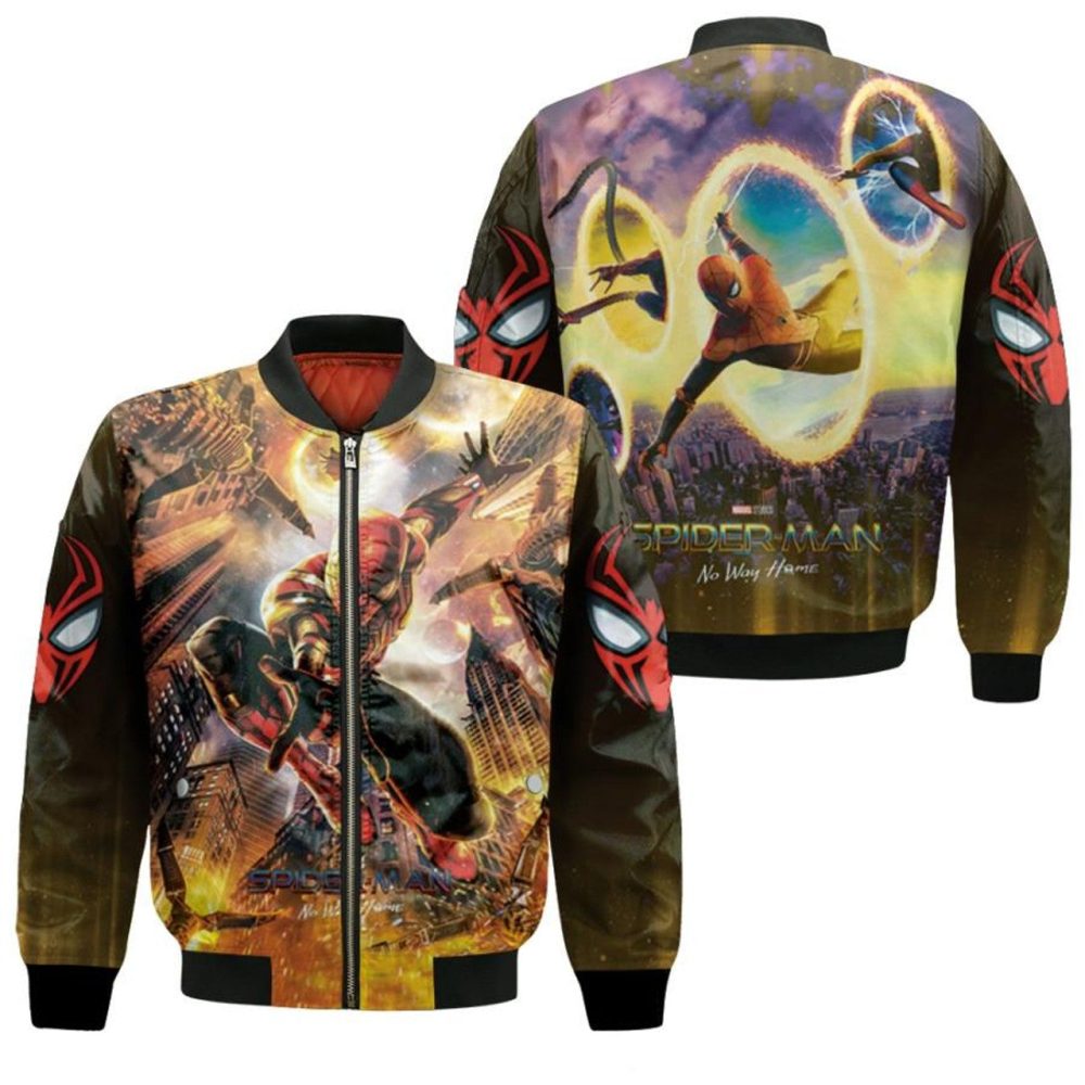 Spiderman Bomber Jacket Spiderman Through Time Portal Bomber Colorful Unisex Jacket Jacket