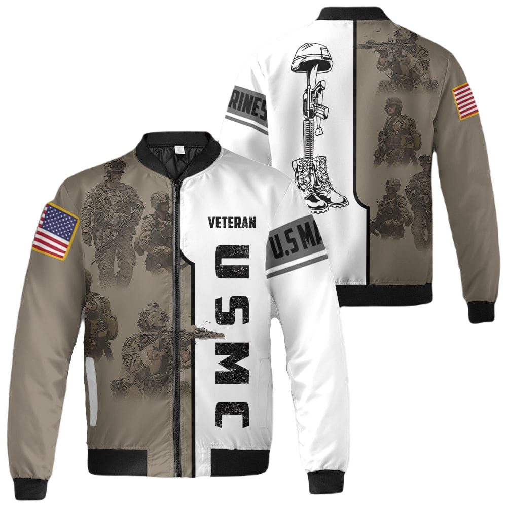 Veteran Bomber Jacket Us Marine Veteran Usmc Bomber White Brown Unisex Jacket Jacket