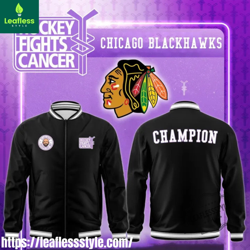 Chicago Blackhawks X Hockey Fights Cancer New Bomber Jacket
