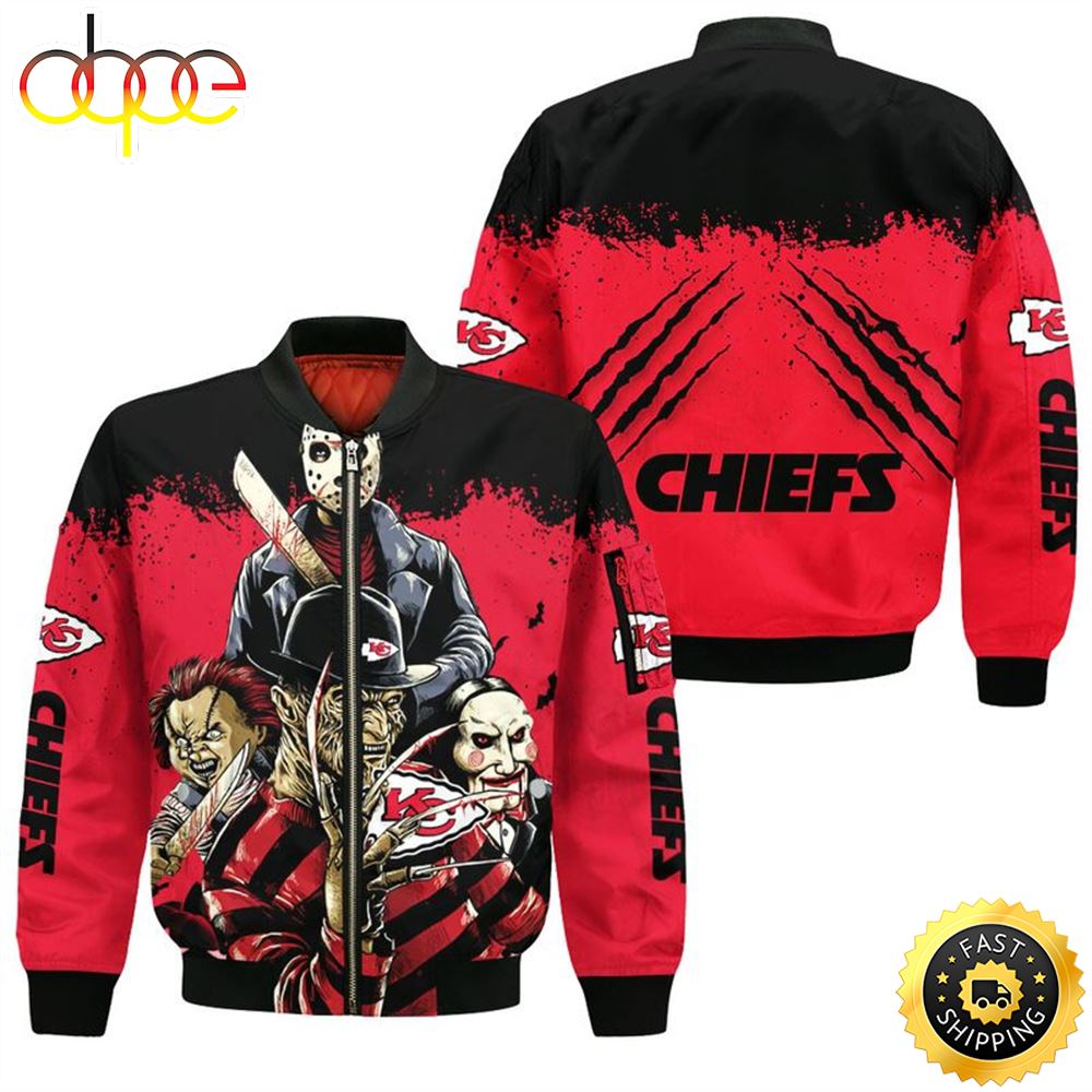 Kansas City Chiefs A Nightmare on Elm Street Halloween Bomber Jacket