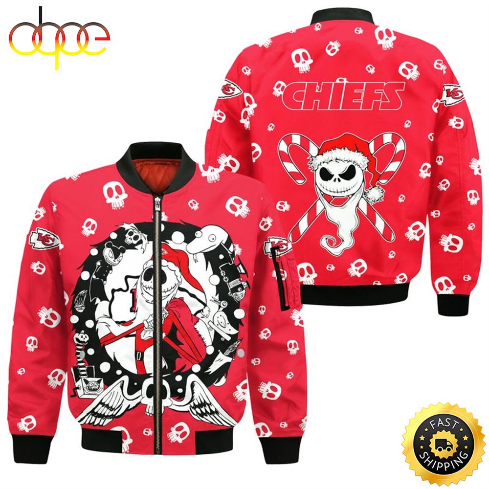 Kansas City Chiefs Christmas Jack Skellington Bomber Jacket