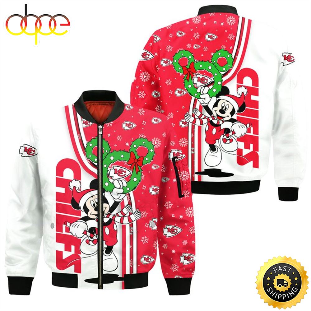 Kansas City Chiefs Christmas Mckey Bomber Jacket