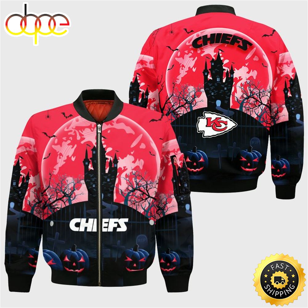Kansas City Chiefs Halloween Background Bomber Jacket