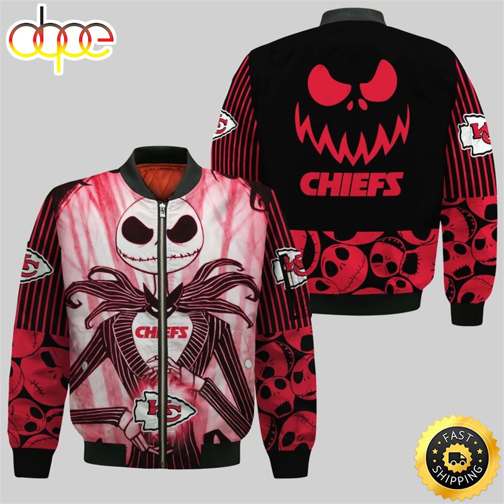 Kansas City Chiefs Jack Skellington Halloween Bomber Jacket