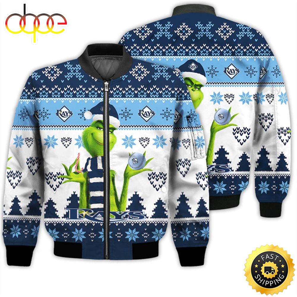 Merry Christmas 2023 Ugly Unisex Major League Baseball American Grinch Cute Rays 3D Bomber Jacket