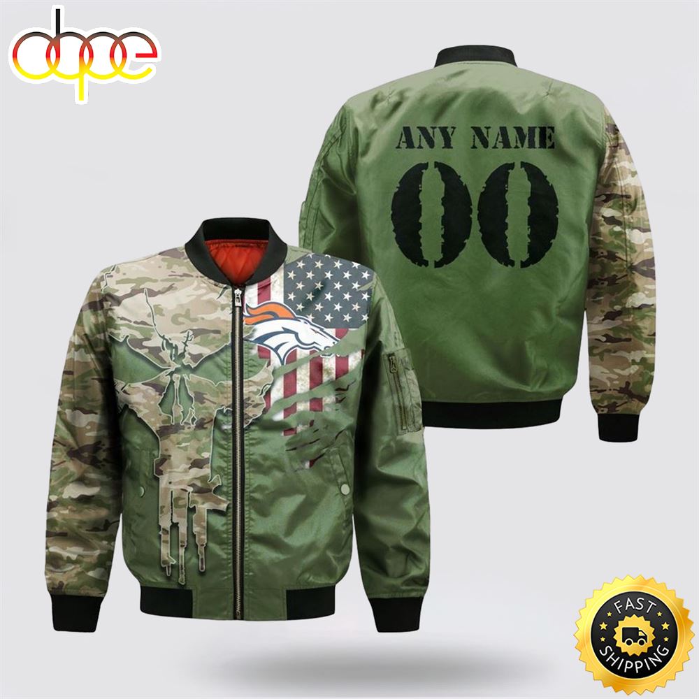 NFL Denver Broncos Special Camo Design For Veterans Day Bomber Jacket