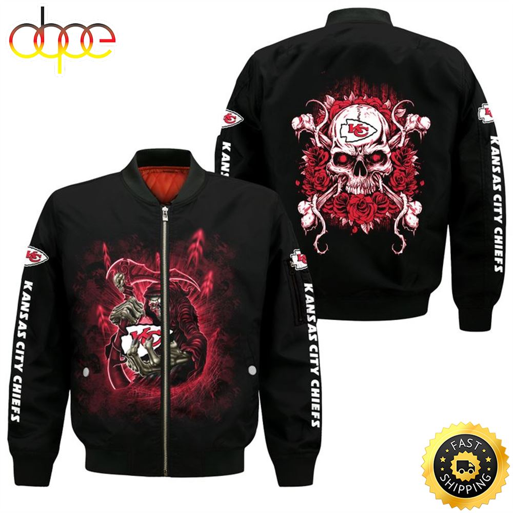 NFL Kansas City Chiefs All Over Print Bomber Jackets Size S-5XL Cool