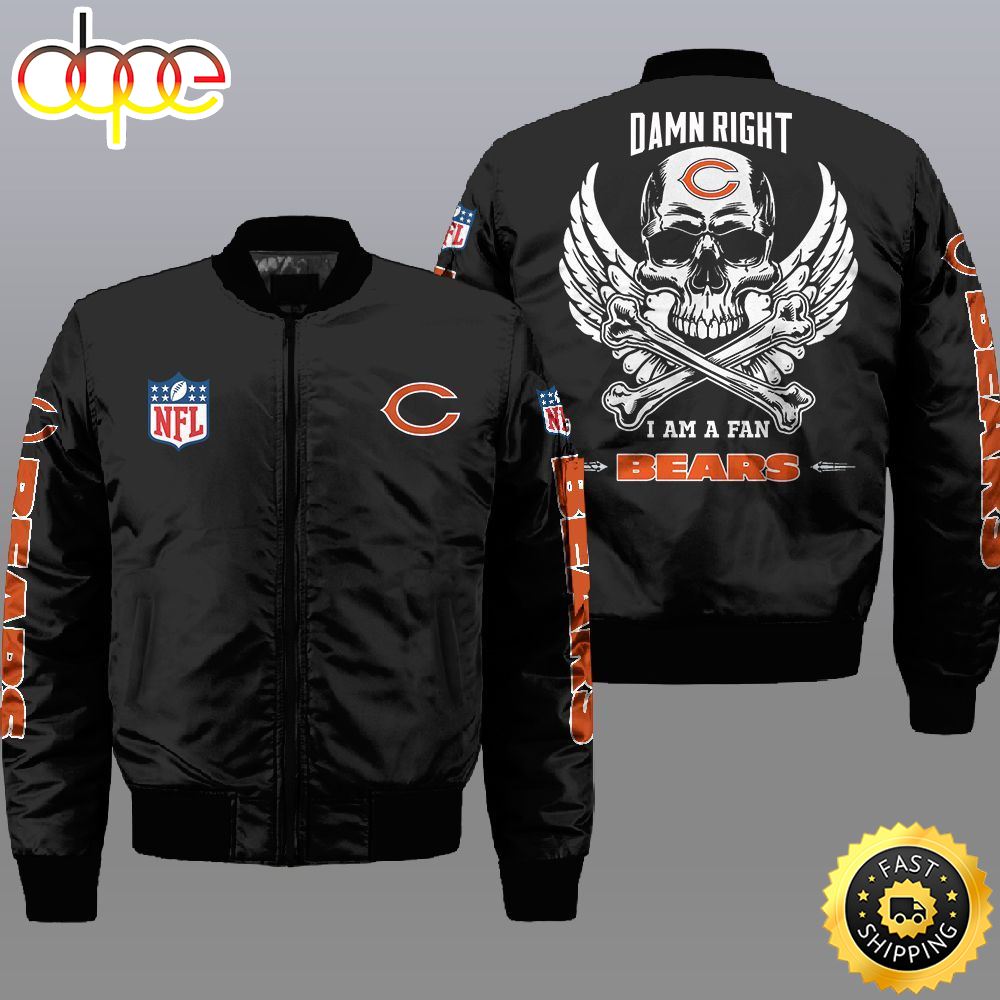 Nfl Chicago Bears Wings Skull 3D Bomber Jacket