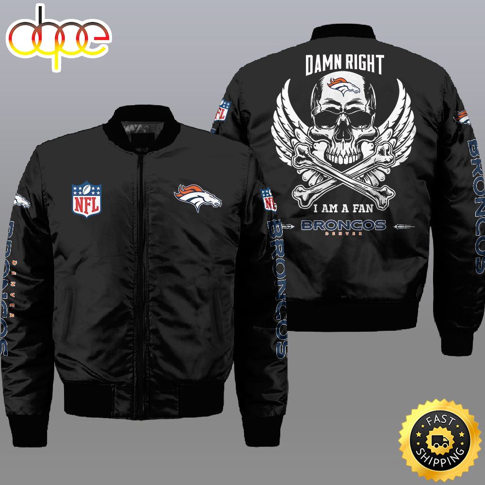 Nfl Denver Broncos Wings Skull 3D Bomber Jacket