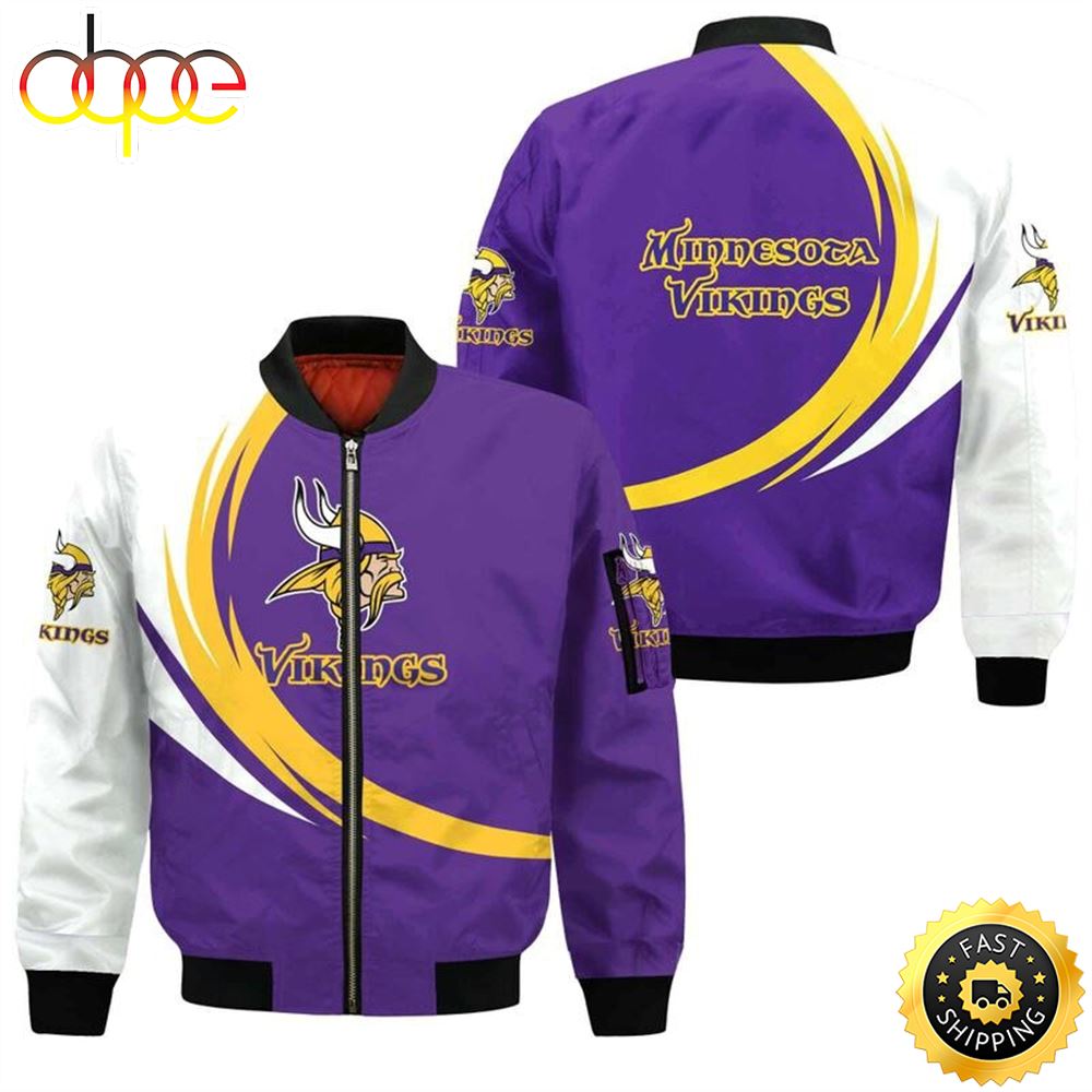 Nfl Minnesota Vikings Curve Design Bomber Jacket