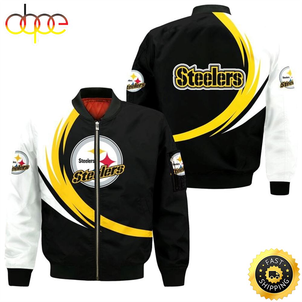 Nfl Pittsburgh Steelers Curve Design Bomber Jacket