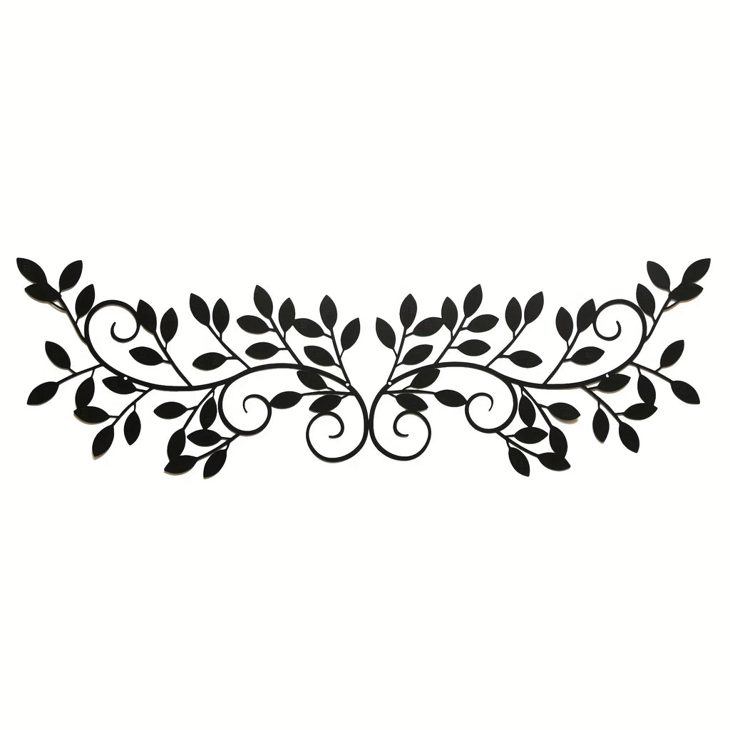 2 Pieces Wall Art Ornament Wall Hanging Sign, Metal Tree Leaf Wall Decor Black Vine Olive Branch Leaf Kids Room Kindergarten