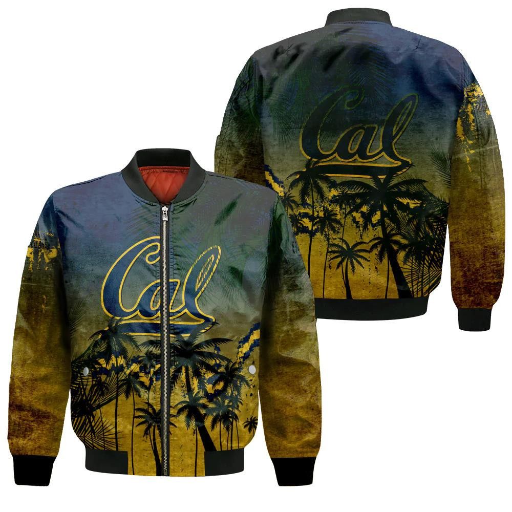 California Golden Bears Bomber Jacket 3D Printed Coconut Tree Tropical Grunge
