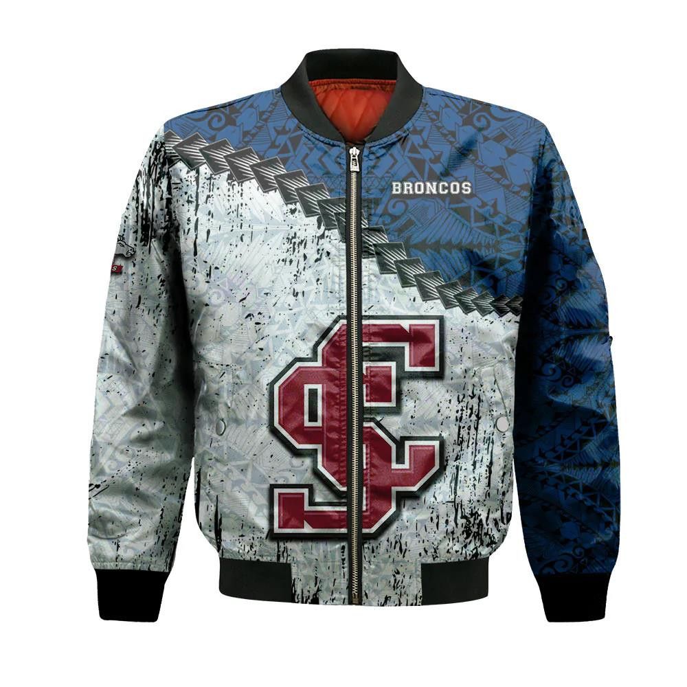 Santa Clara Broncos Bomber Jacket 3D Printed Grunge Polynesian Tattoo