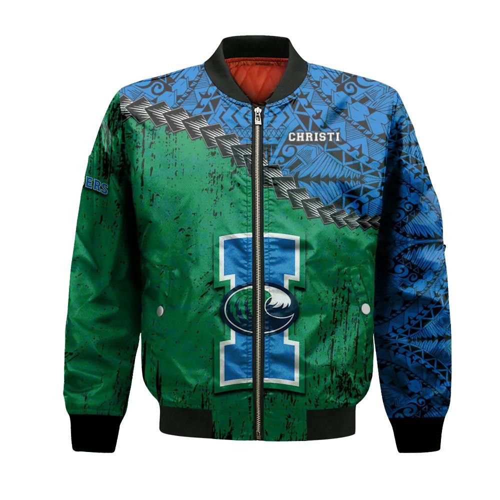 Texas A&amp;M-Corpus Christi Bomber Jacket 3D Printed Grunge Polynesian Tattoo