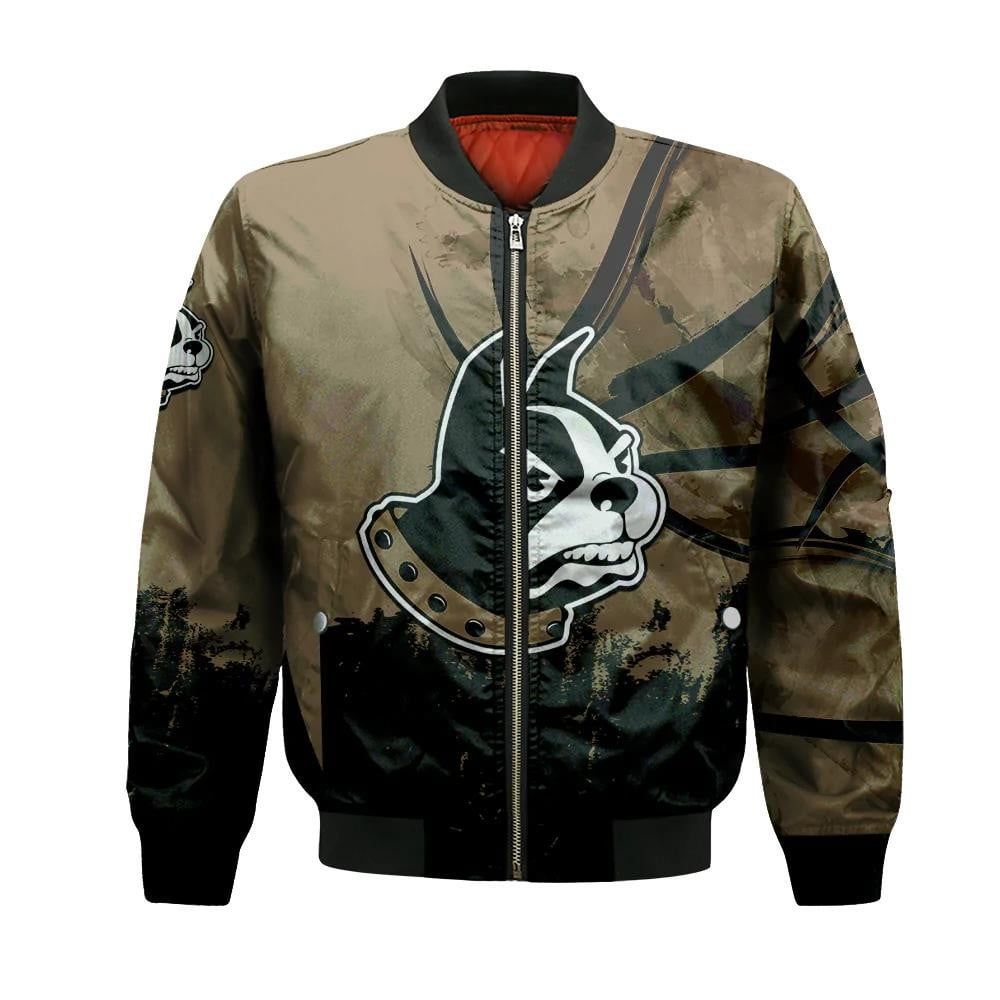 Wofford Terriers Bomber Jacket 3D Printed Basketball Net Grunge Pattern