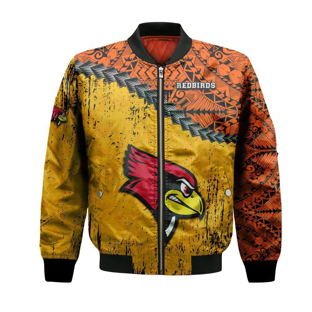 Illinois State Redbirds Bomber Jacket 3D Printed Grunge Polynesian Tattoo