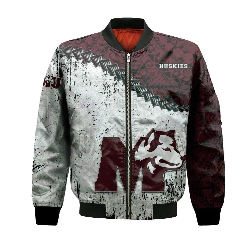 Saint Marys Huskies Bomber Jacket 3D Printed Grunge Polynesian Tattoo