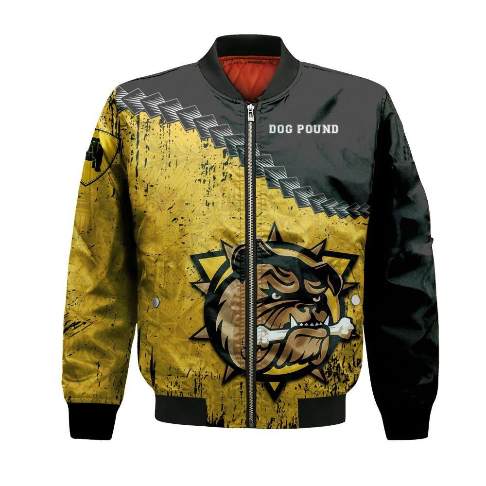 Hamilton Bulldogs Bomber Jacket 3D Printed Grunge Polynesian Tattoo