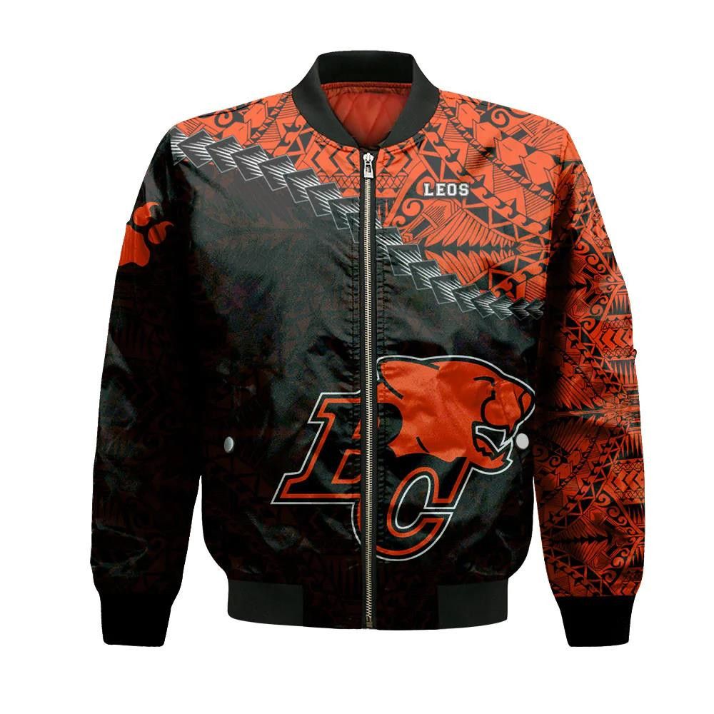 Bc Lions Bomber Jacket 3D Printed Grunge Polynesian Tattoo