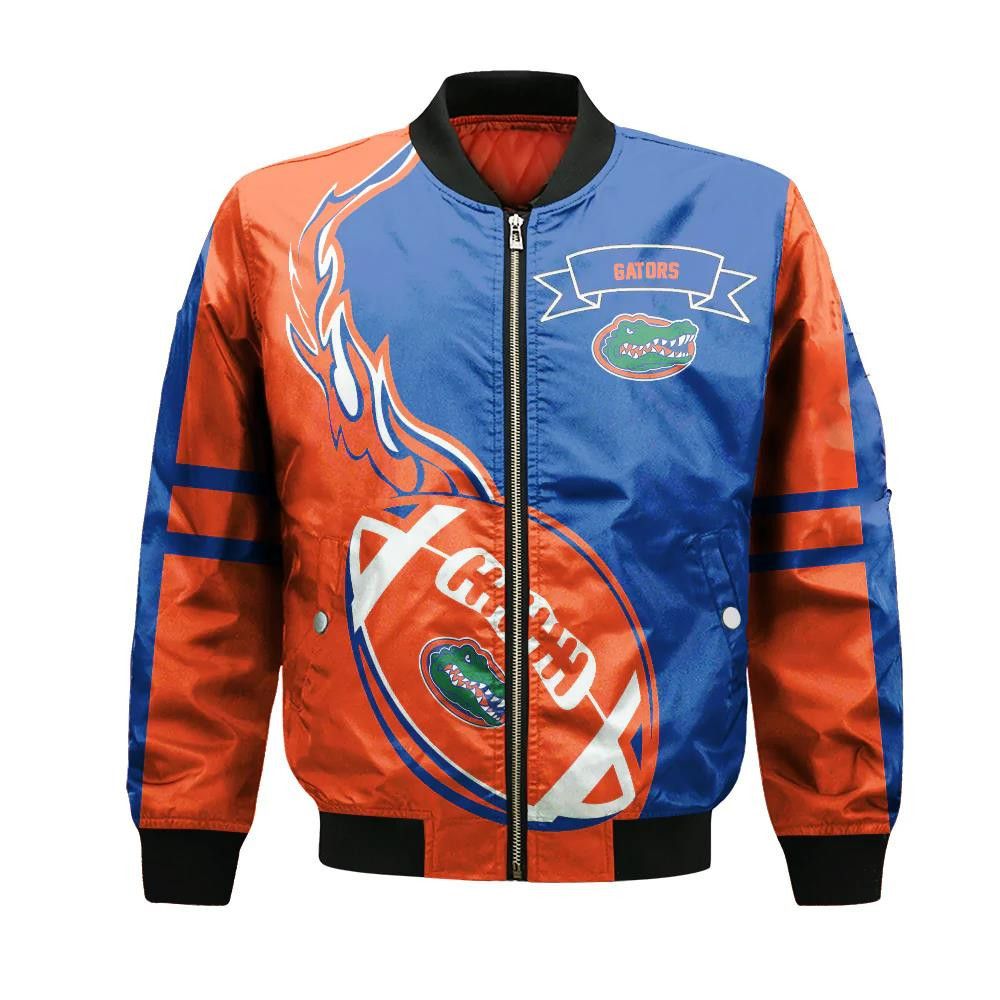 Florida Gators Bomber Jacket 3D Printed Flame Ball Pattern