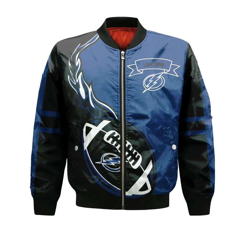 Tampa Bay Lightning Bomber Jacket 3D Printed Flame Ball Pattern