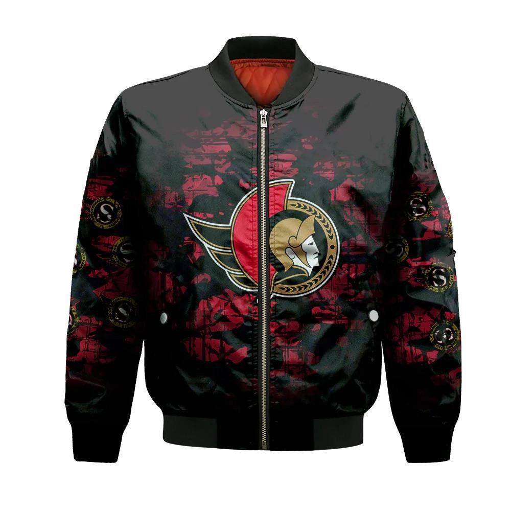 Ottawa Senators Bomber Jacket 3D Printed Camouflage Vintage