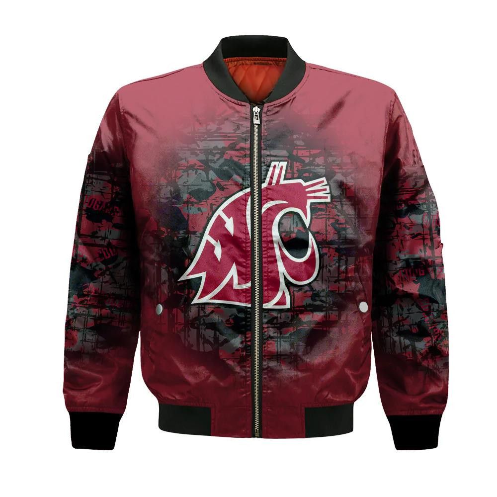 Washington State Cougars Bomber Jacket 3D Printed Camouflage Vintage