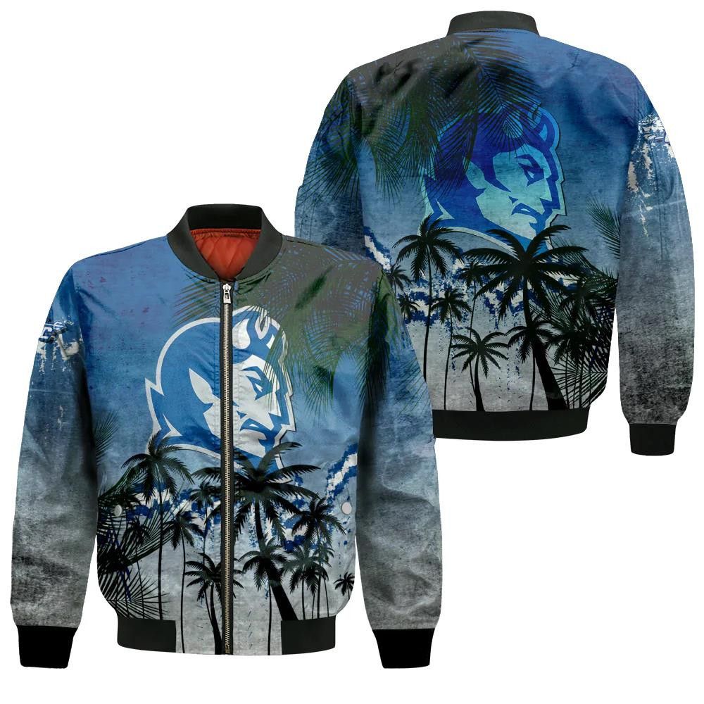 Central Connecticut Blue Devils Bomber Jacket 3D Printed Coconut Tree Tropical Grunge