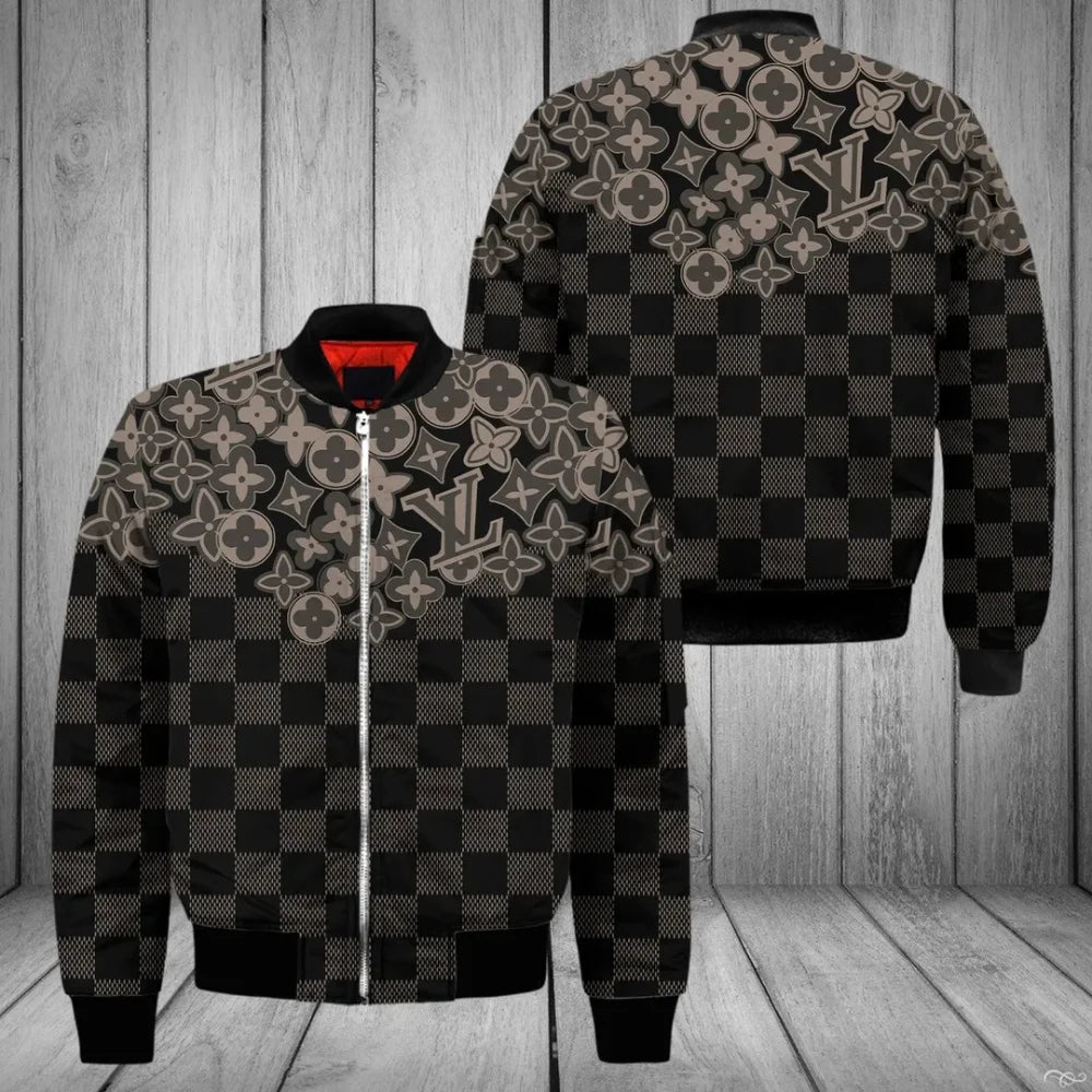 Louis Vuitton Caro Grey Fashion Bomber Jacket Premium Outfit For Men Women