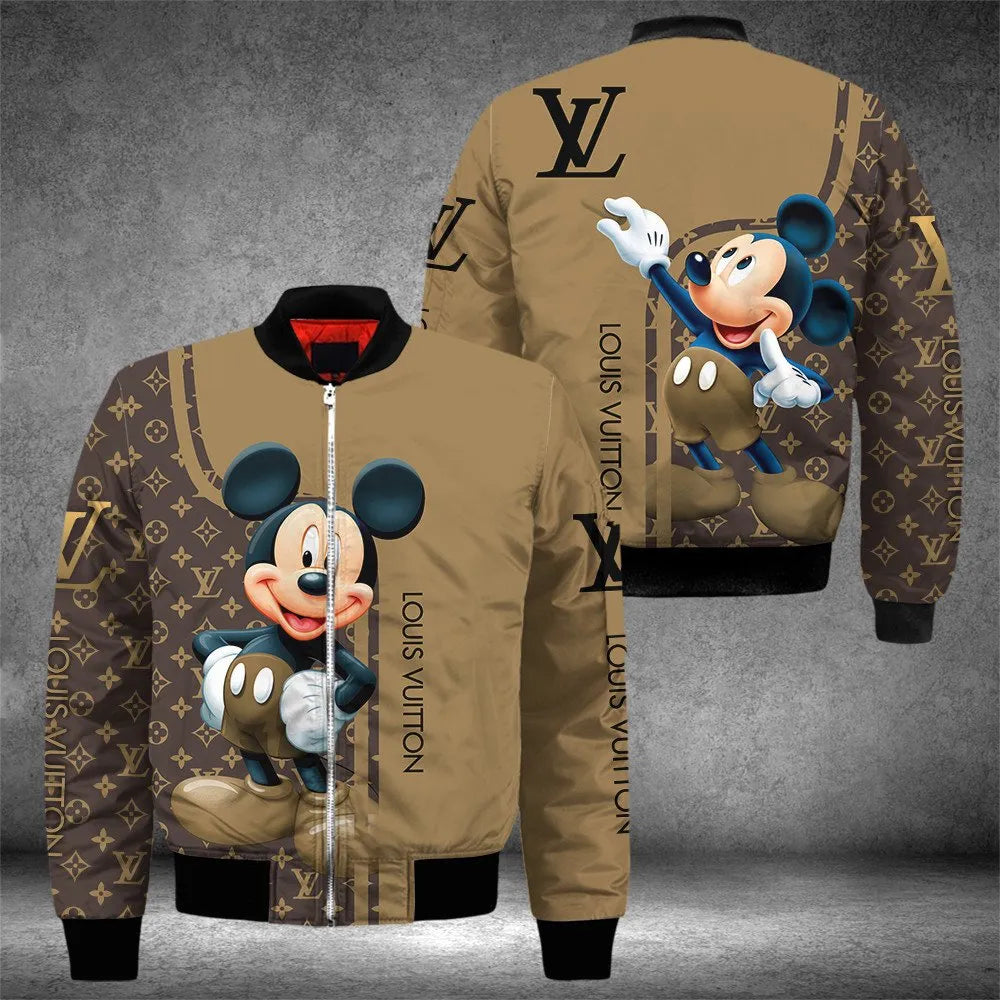Louis Vuitton Mickey Mouse Luxury Brand Premium Bomber Jacket For Men Women